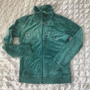 BCBG Velour / Velvet Zip-up Sweatshirt